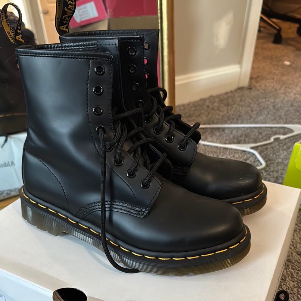 - Dr. Martens Black Boots with Yellow Stitching